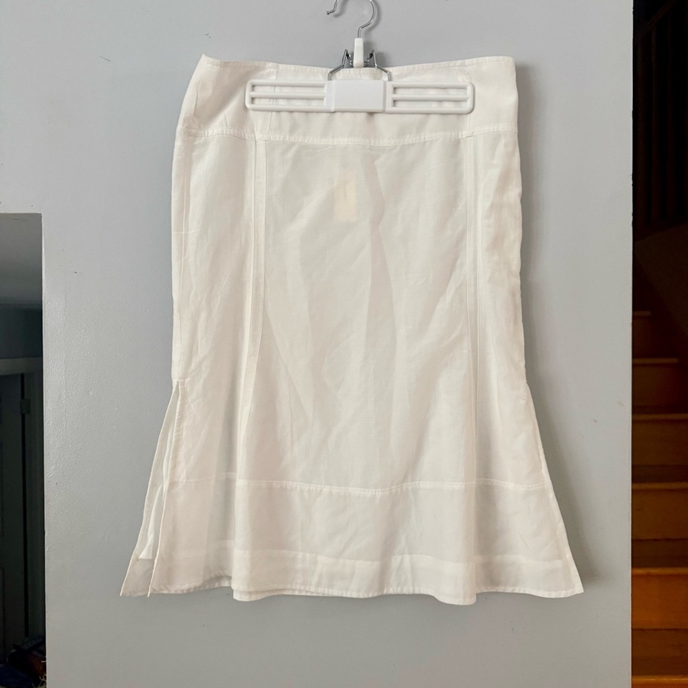 🌿🐛NWT Anthropologie White Sheer Seamed Fluted Silk/Cotton Blend Pencil Skirt - Picture 3 of 8